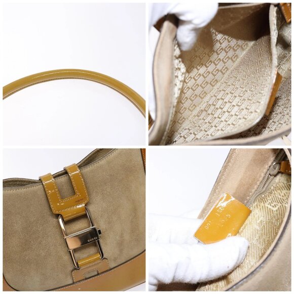 GUCCI Shoulder Bag Suede Beige Gold 001 4150 Auth hk2911 - Picture 16 of 16